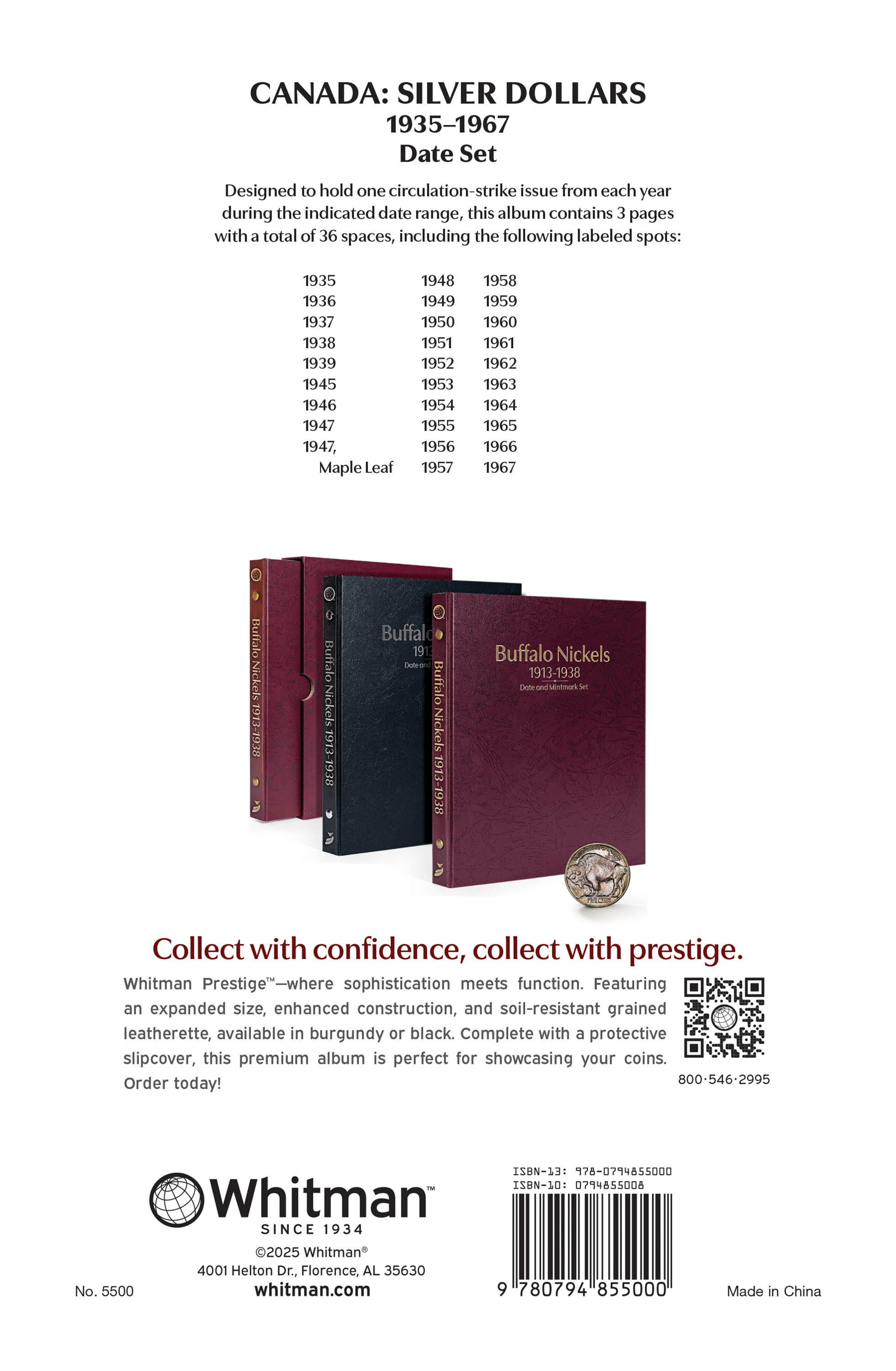 Whitman Prestige™ Coin Album – Canada Silver Dollars: 1935-1967 Date & Mintmark Set