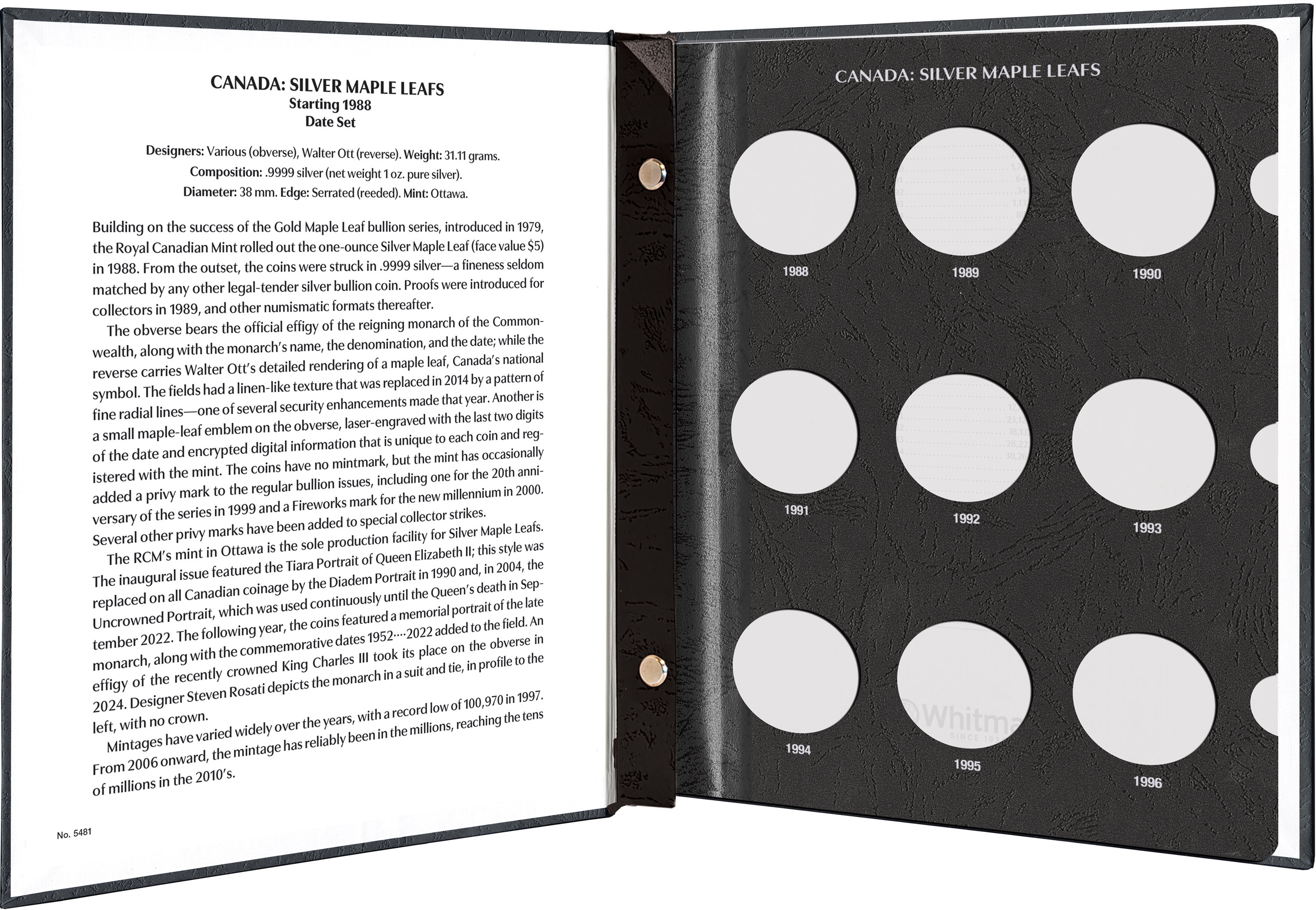 Whitman Prestige™ Coin Album – Canada Silver Maple Leafs: Starting 1988 Date Set