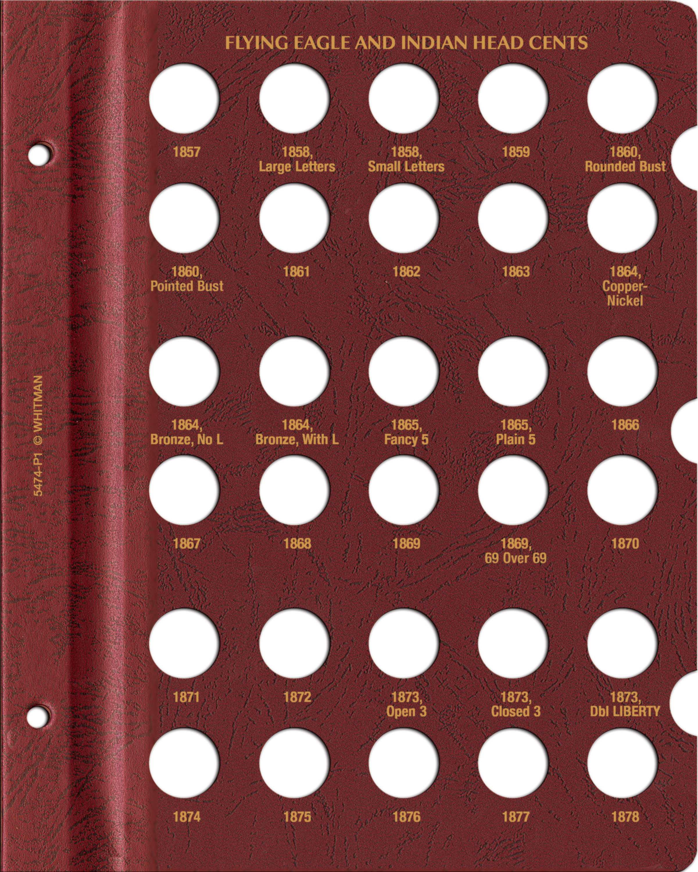 Whitman Prestige™ Coin Album – Flying Eagle & Indian Head Cents 1857-1909 Date and Mintmark Set