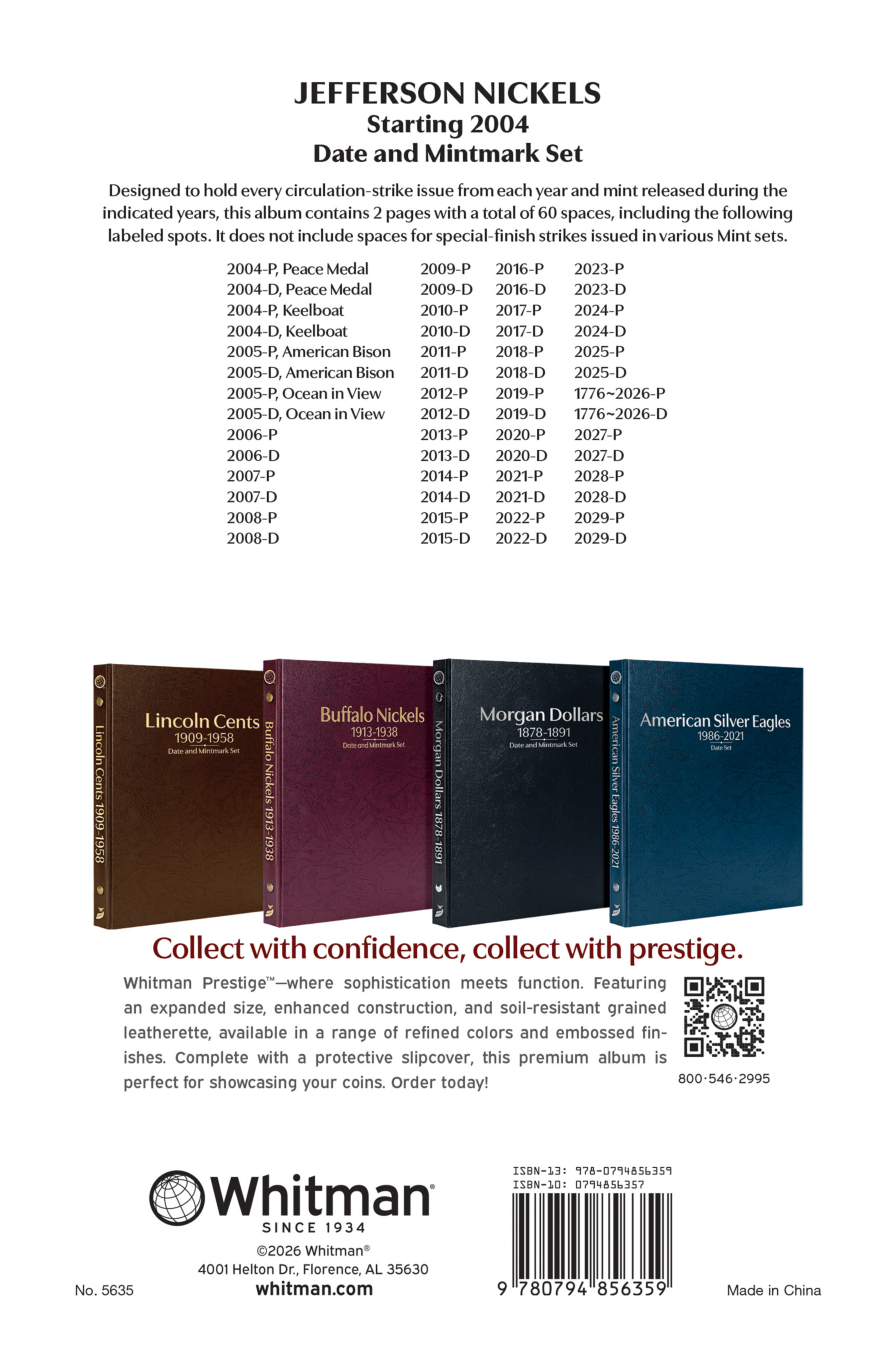 Whitman Prestige Coin Album – Jefferson Nickels: Starting 2004 Date & Mintmark Set