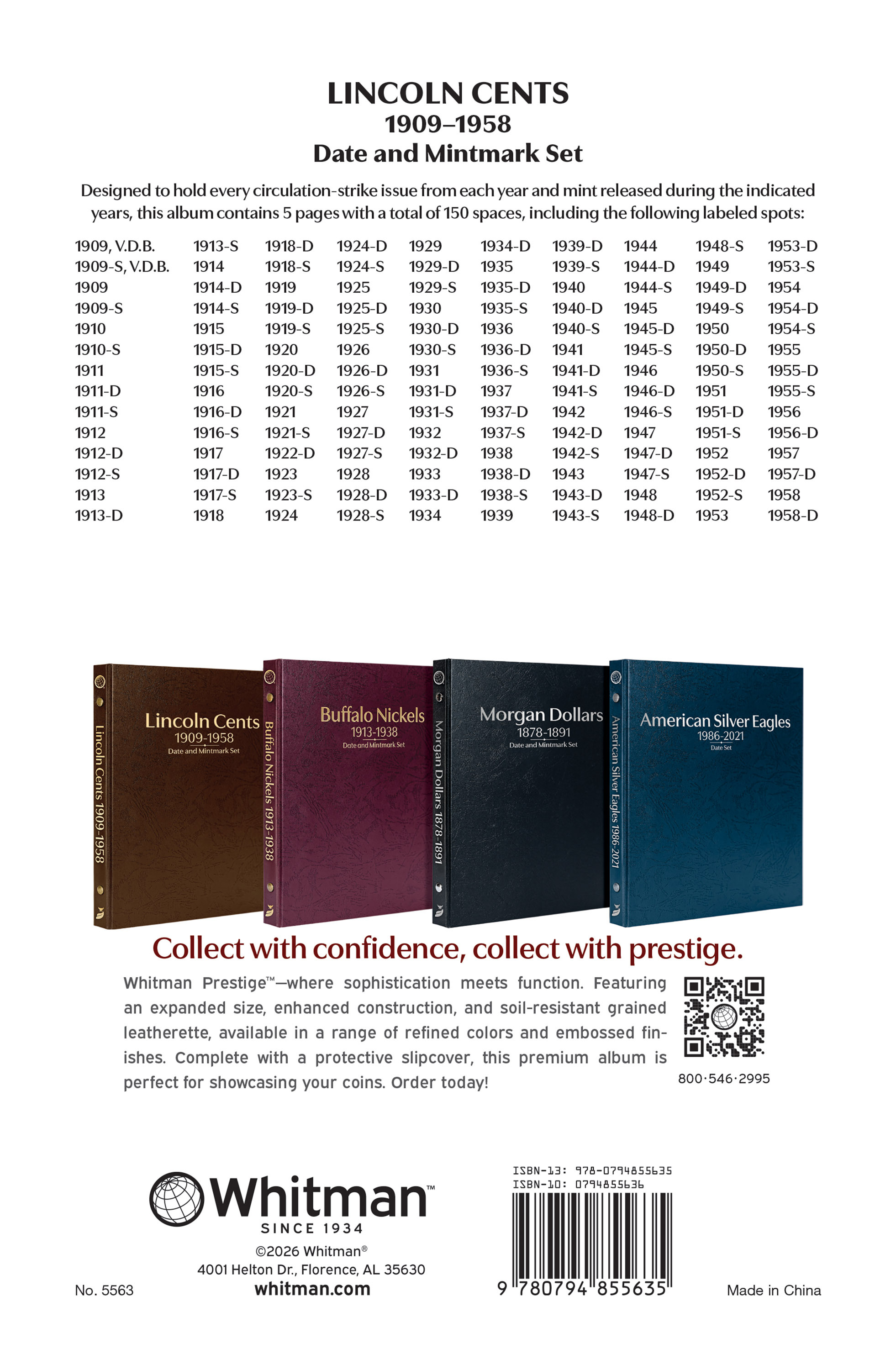 Whitman Prestige Coin Album – Lincoln Cents: 1909-1958 Date & Mintmark Set