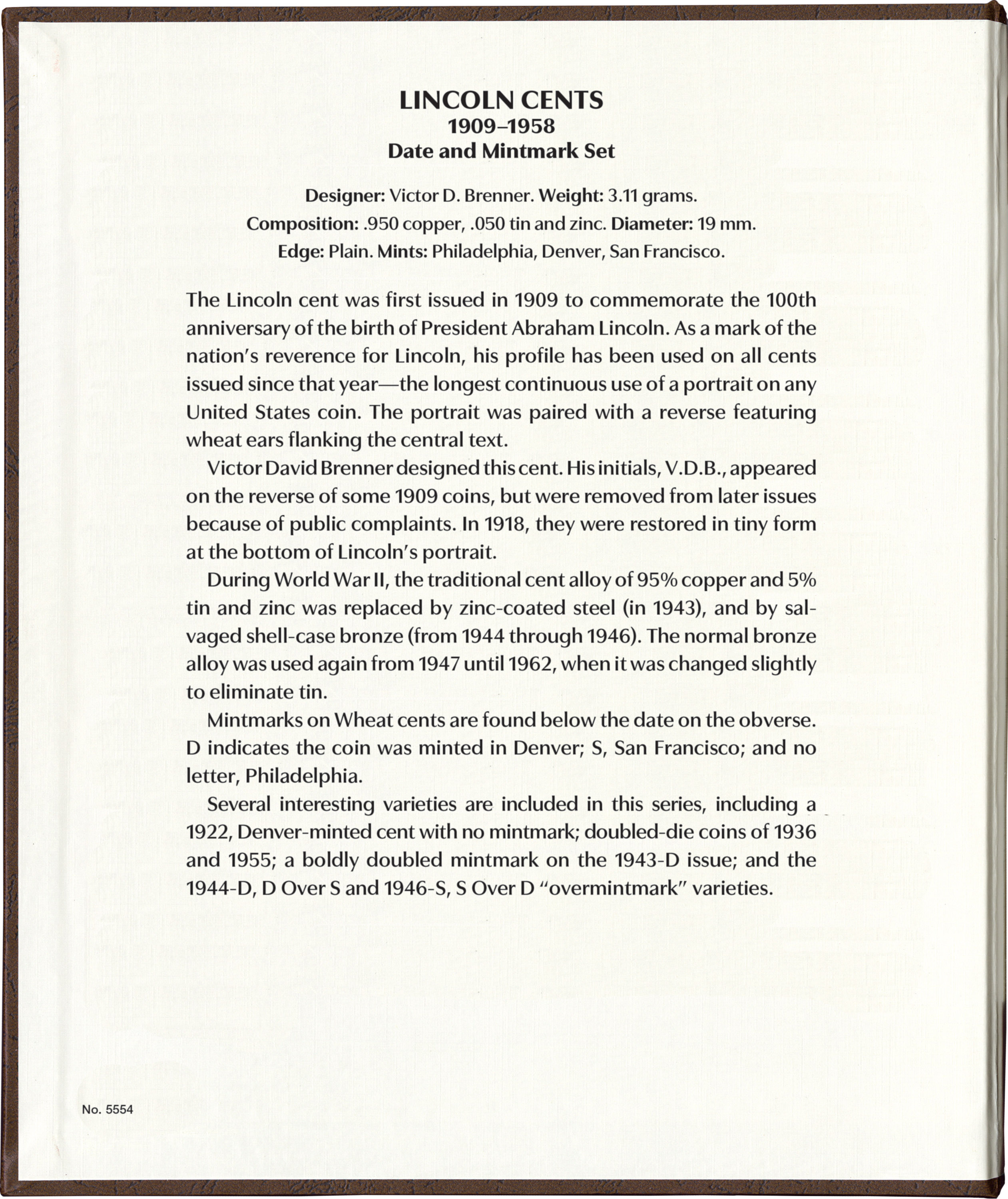 Whitman Prestige Coin Album – Lincoln Cents: 1909-1958 Date & Mintmark Set