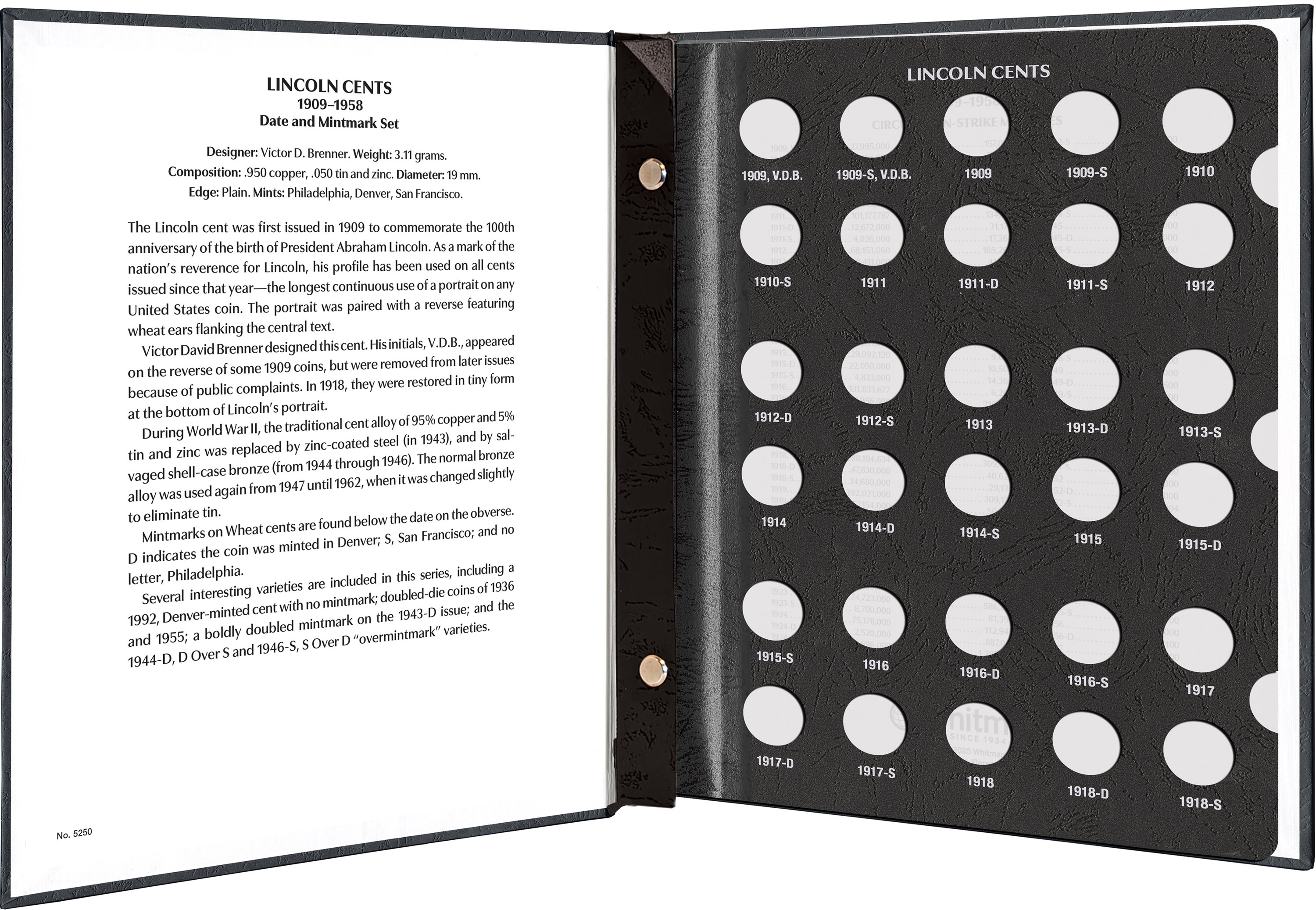 Whitman Prestige Coin Album – Lincoln Cents: 1909-1958 Date & Mintmark Set