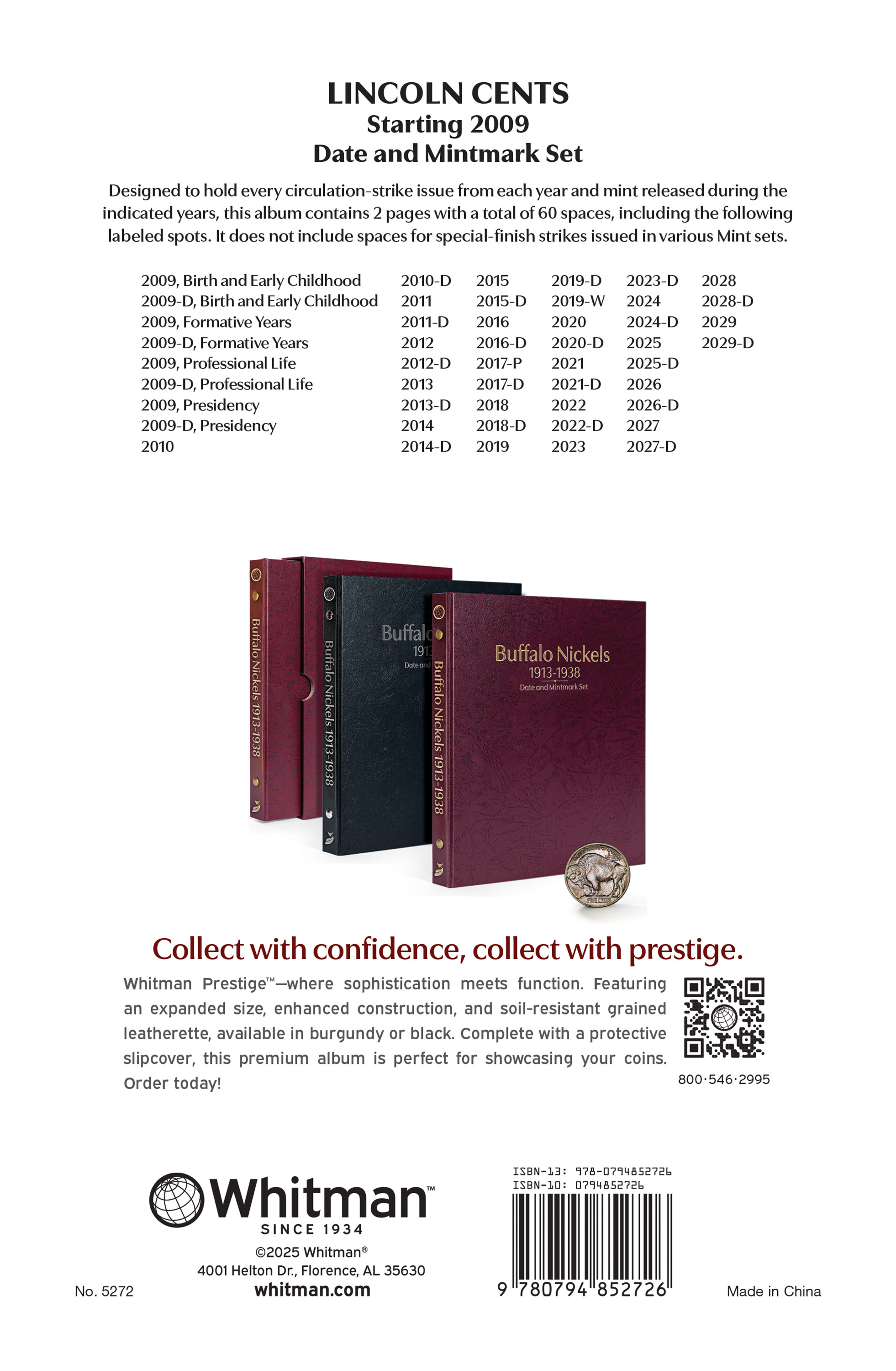 Whitman Prestige Coin Album – Lincoln Cents: Starting 2009 Date & Mintmark Set