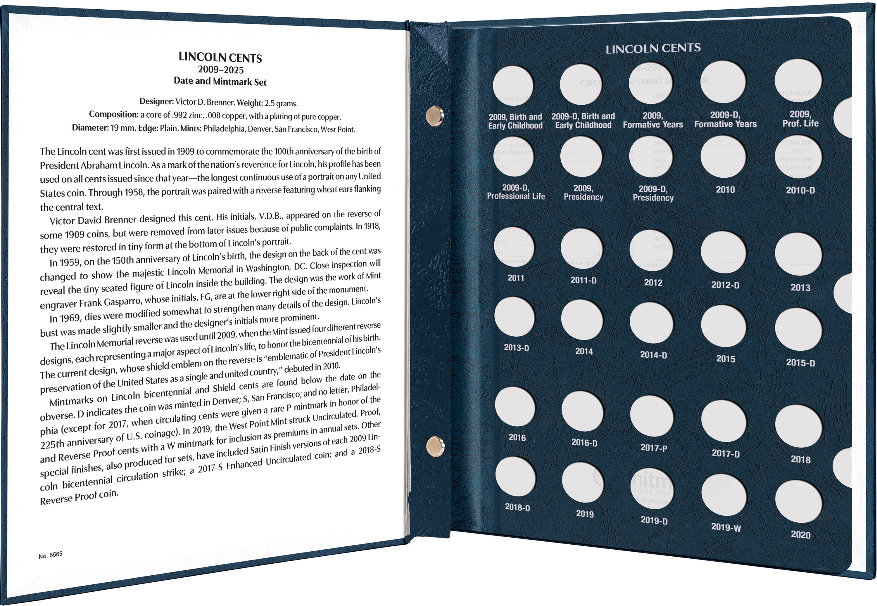 Whitman Prestige Coin Album – Lincoln Cents: Starting 2009 Date & Mintmark Set