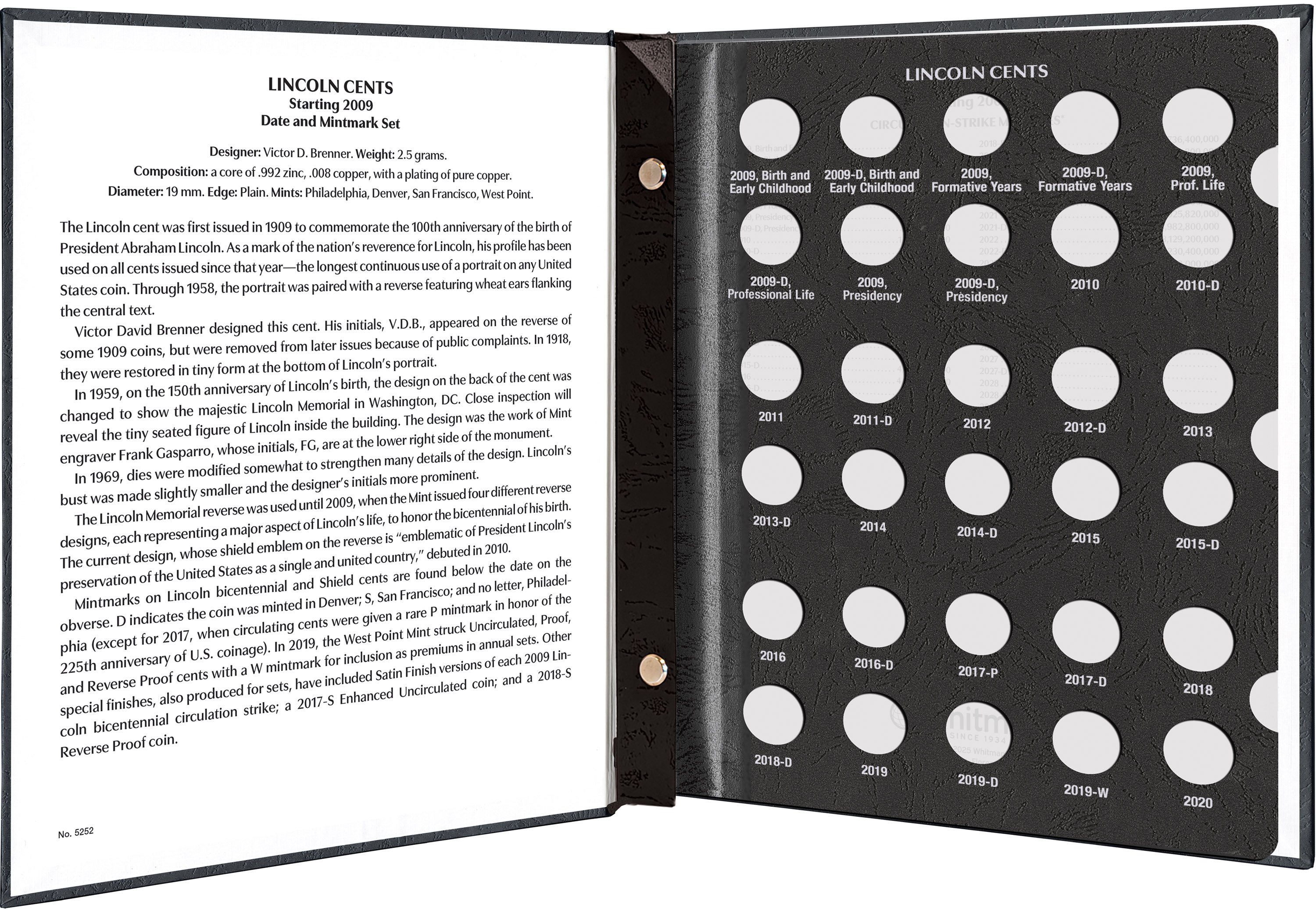 Whitman Prestige Coin Album – Lincoln Cents: Starting 2009 Date & Mintmark Set