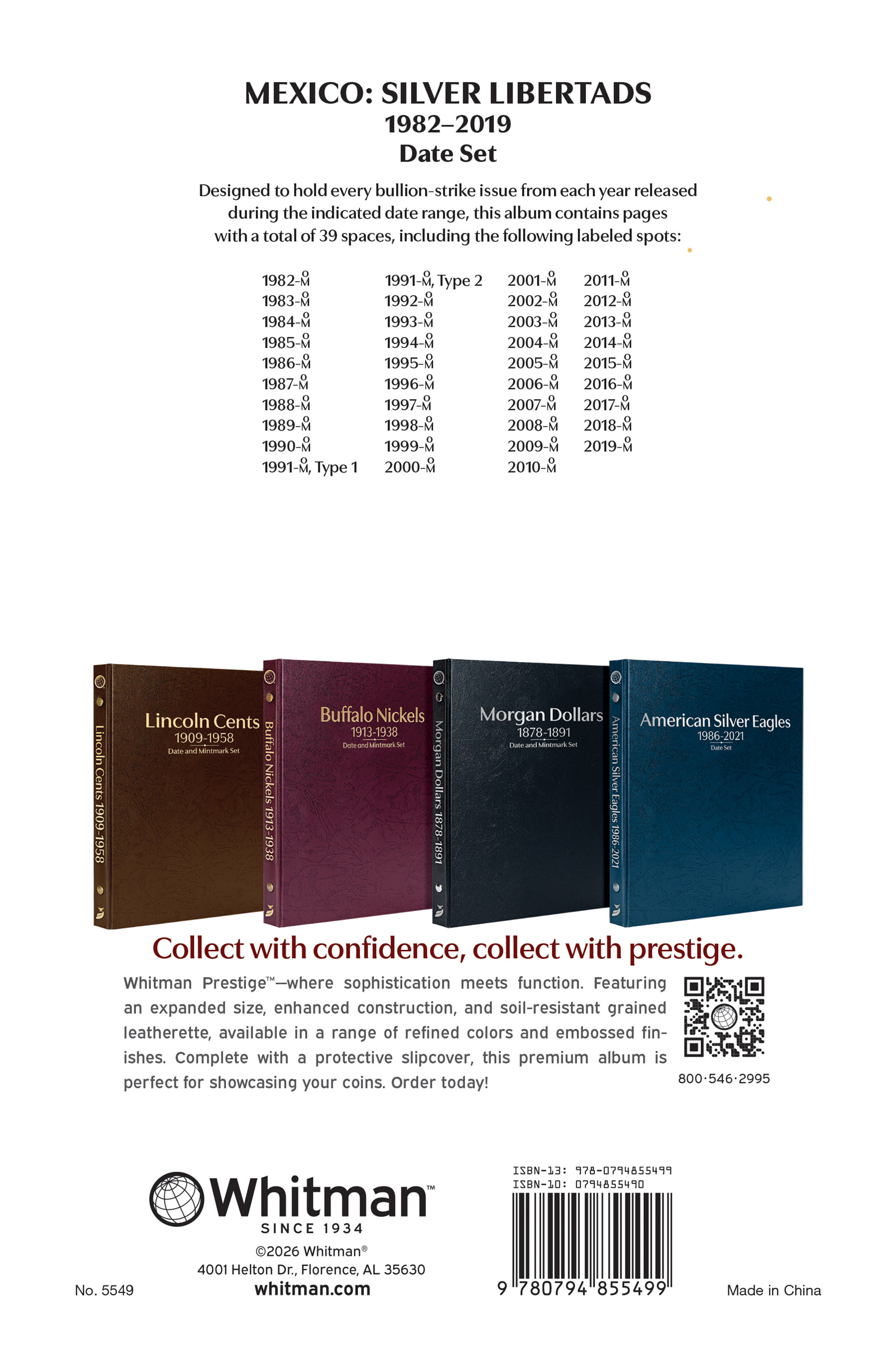 Whitman Prestige™ Coin Album – Mexico Silver Libertads: 1982-2019 Date Set