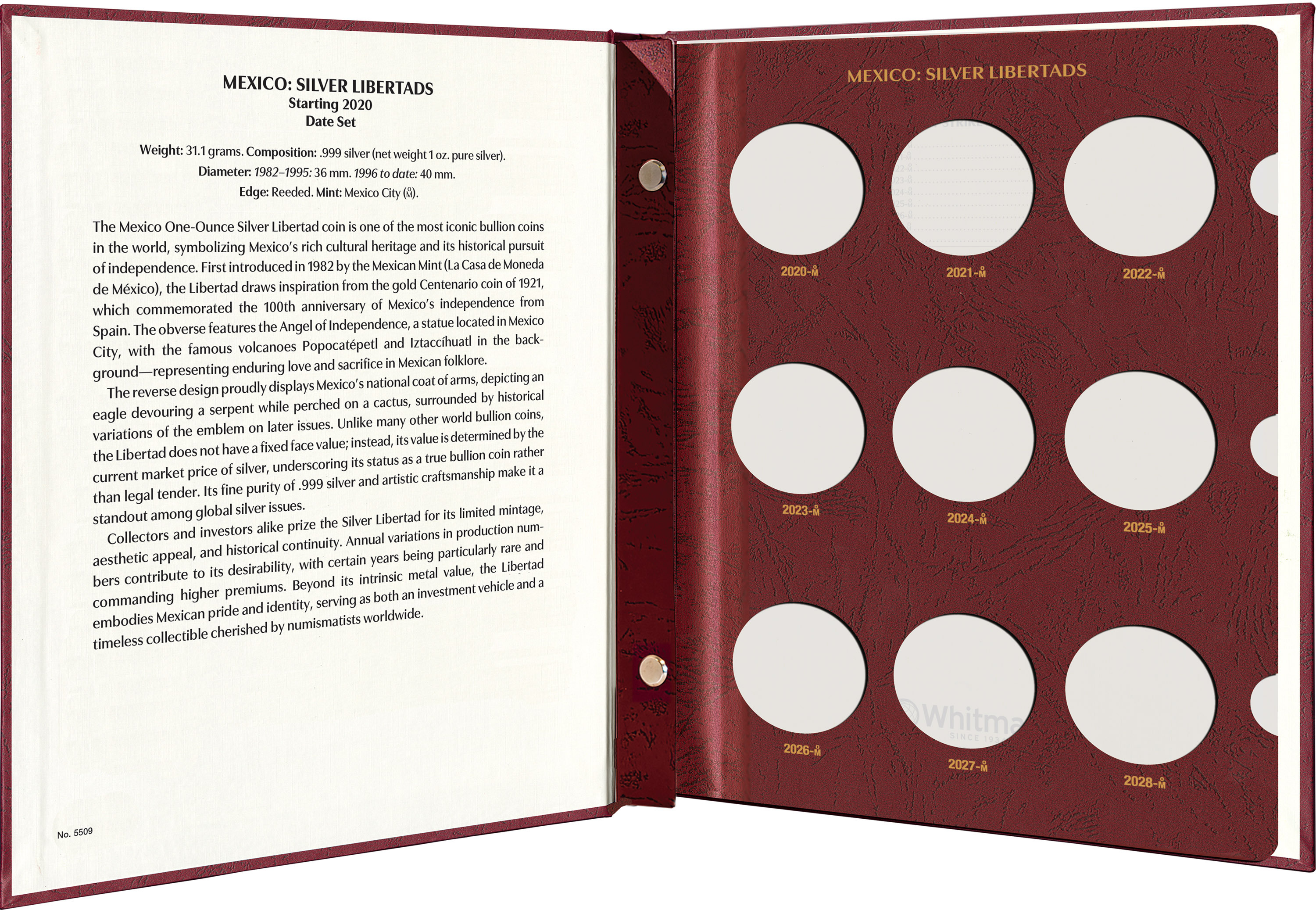 Whitman Prestige™ Coin Album – Mexico Silver Libertads: Starting 2020 Date Set
