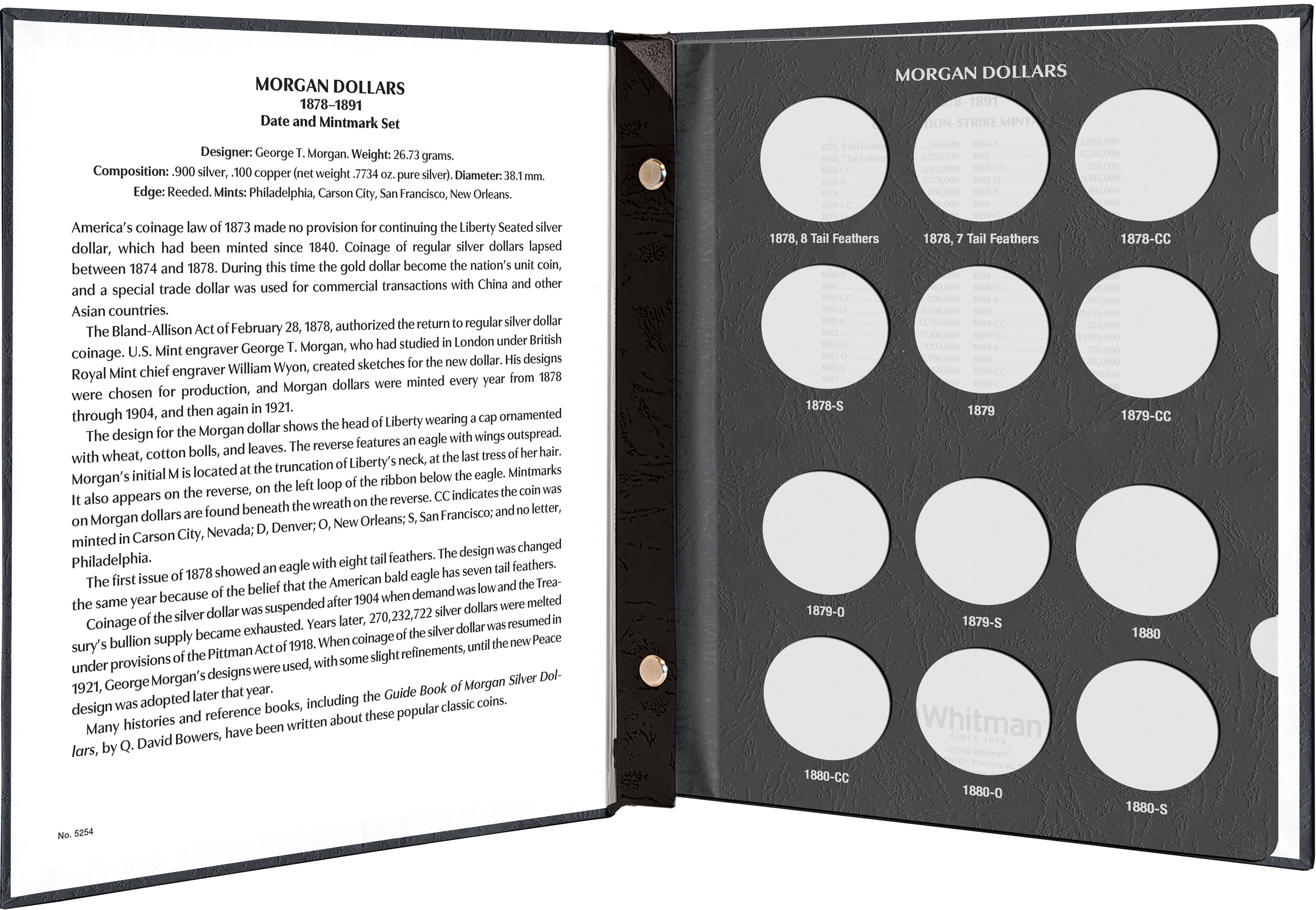 Whitman Prestige Coin Album – Morgan Dollars: 1878-1891 Date & Mintmark Set