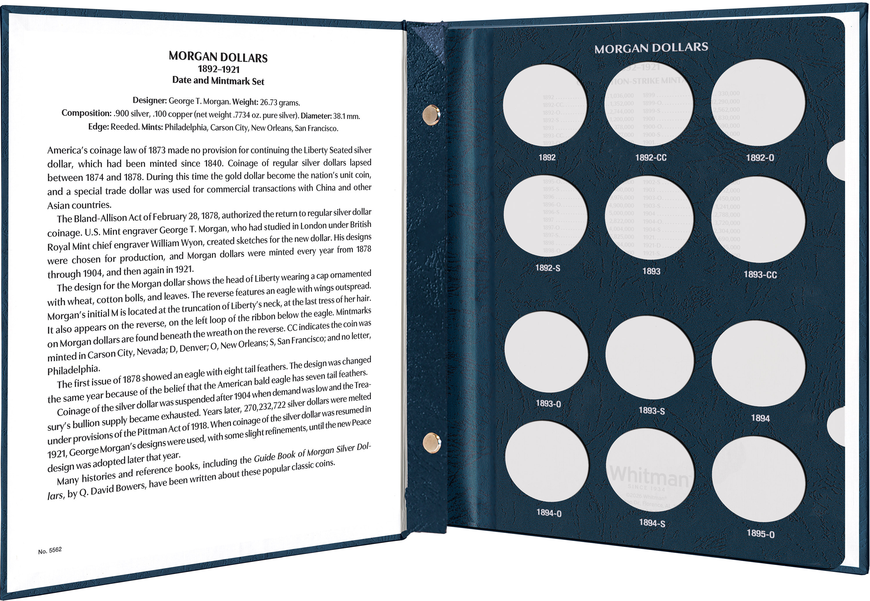 Whitman Prestige Coin Album – Morgan Dollars: 1892-1921 Date & Mintmark Set