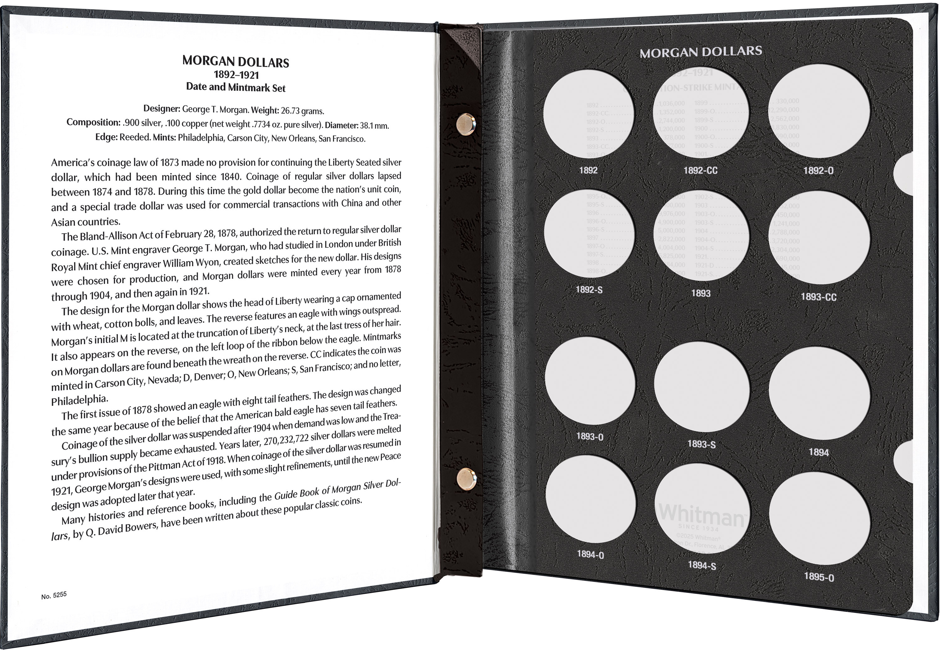 Whitman Prestige Coin Album – Morgan Dollars: 1892-1921 Date & Mintmark Set