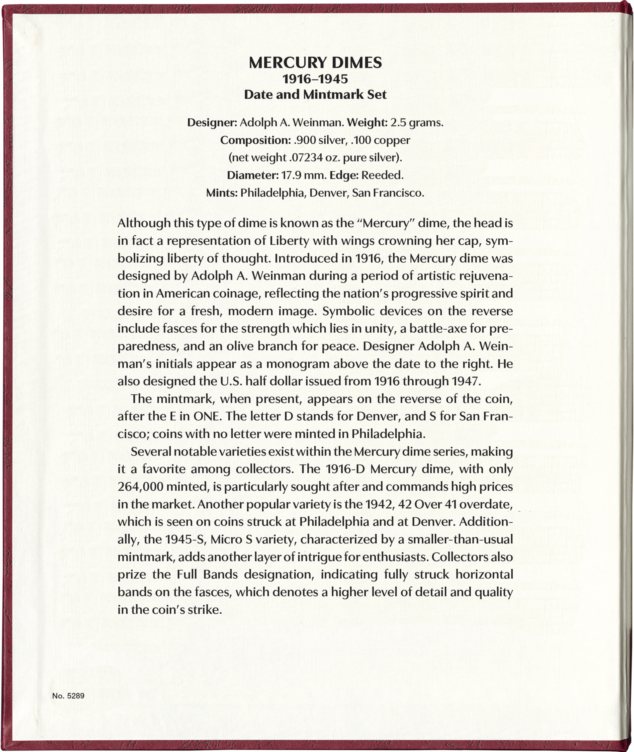 Whitman Prestige Coin Album – Roosevelt Dimes: Starting 1946 Date & Mintmark Set