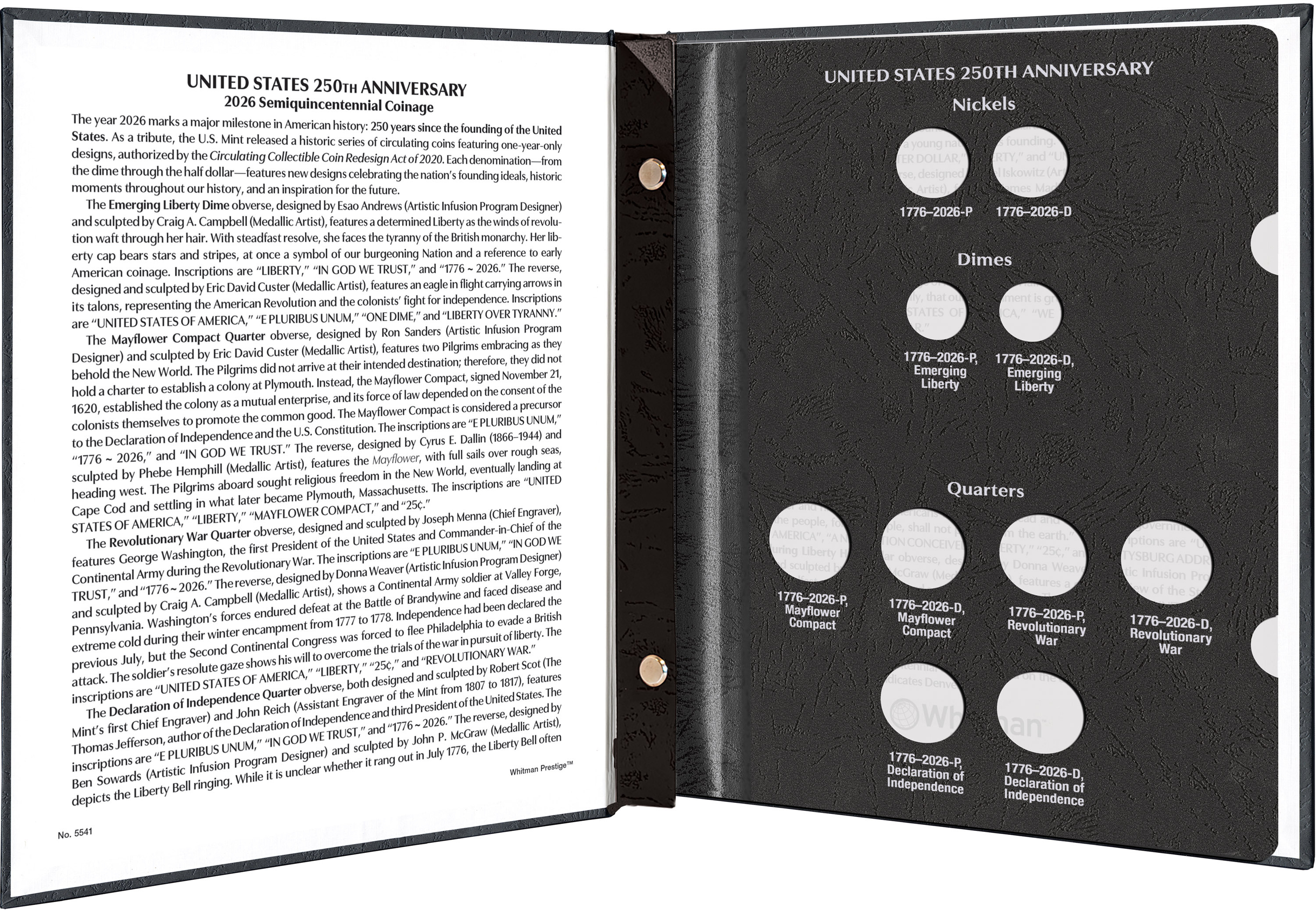 Whitman Prestige™ Coin Album – United States 250th Anniversary Collection: 2026 Date & Mintmark Set
