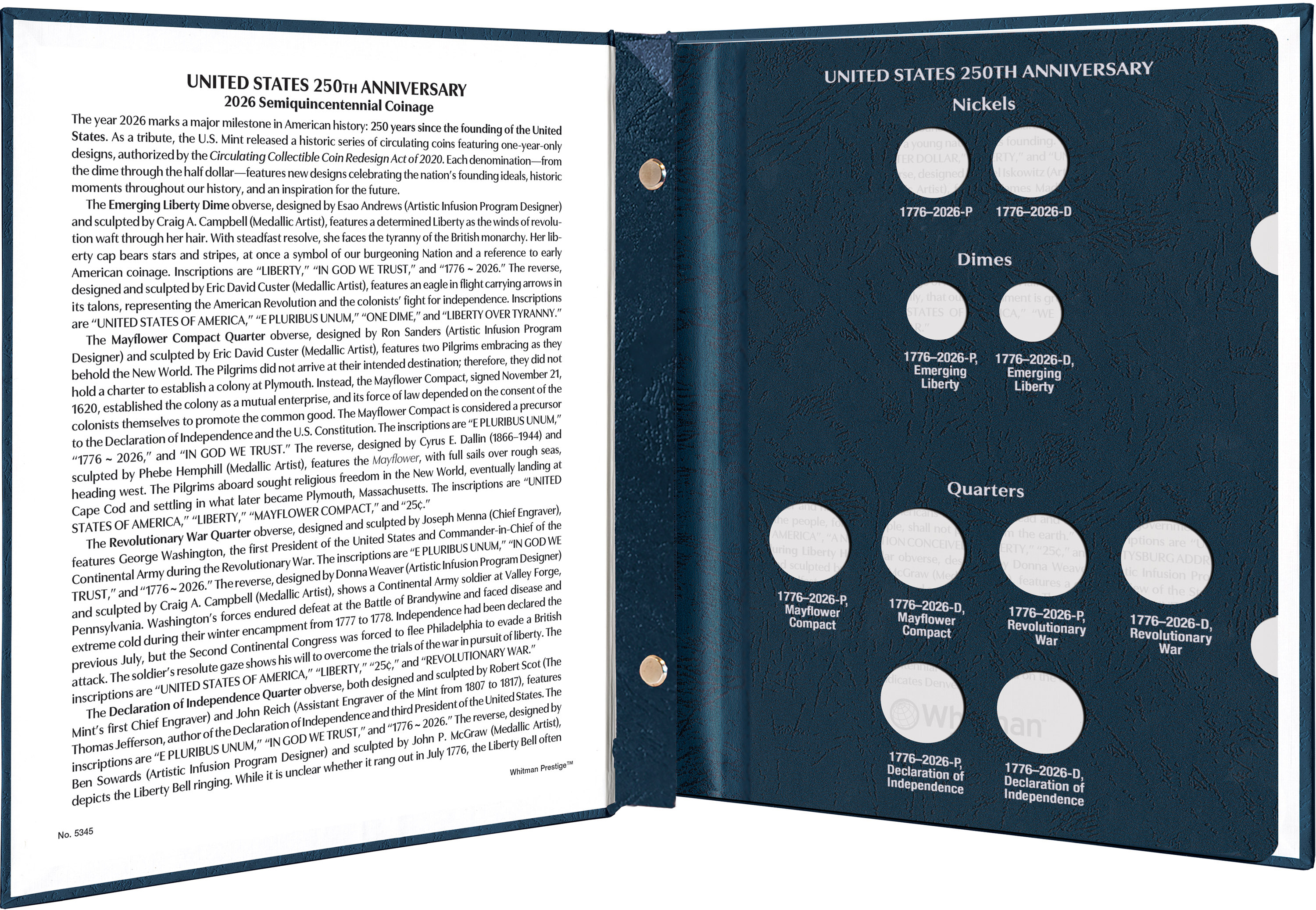 Whitman Prestige™ Coin Album – United States 250th Anniversary Collection: 2026 Date & Mintmark Set