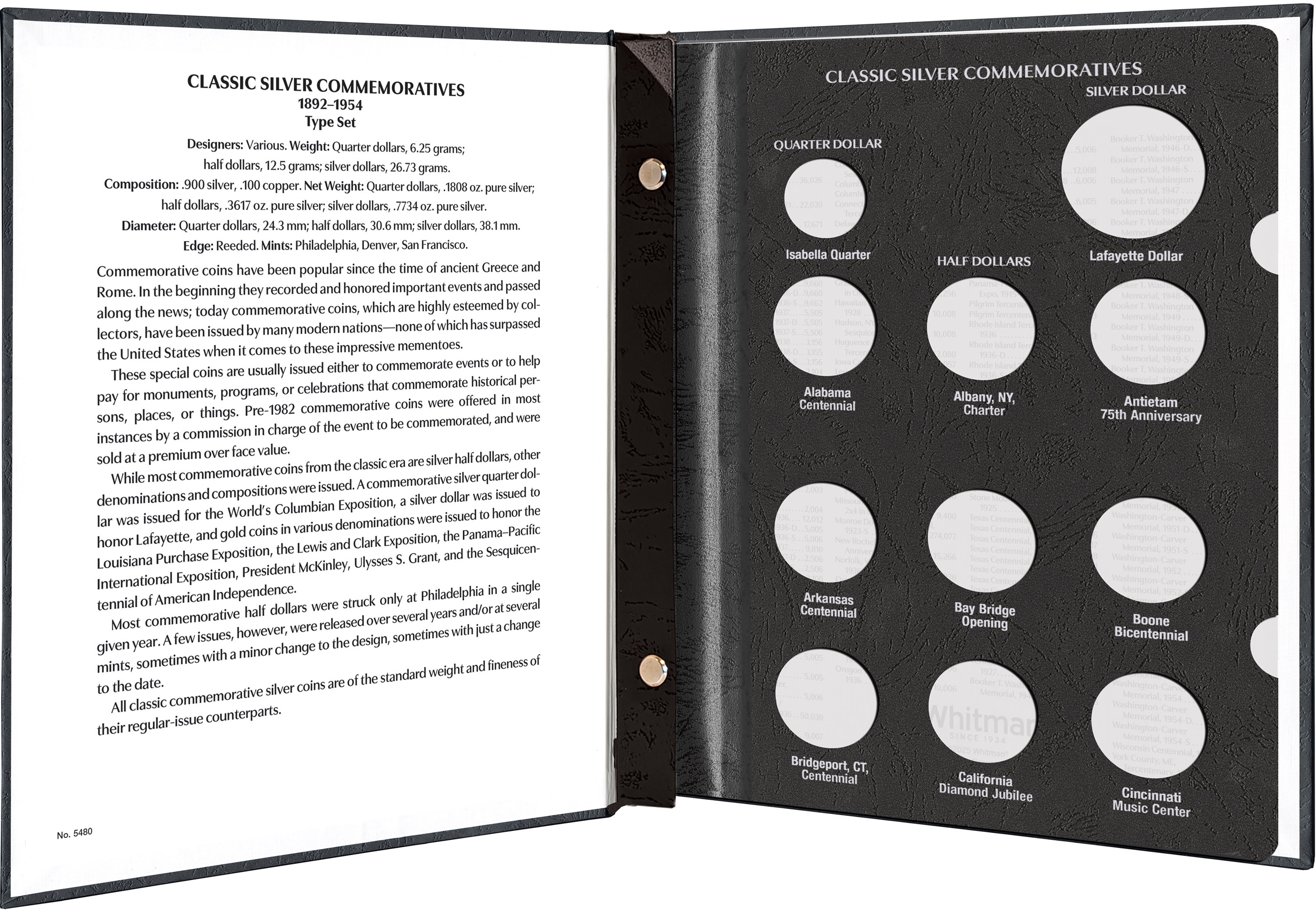 Whitman Prestige™ Coin Album – U.S. Classic Silver Commemoratives 1893-1954 Type Set