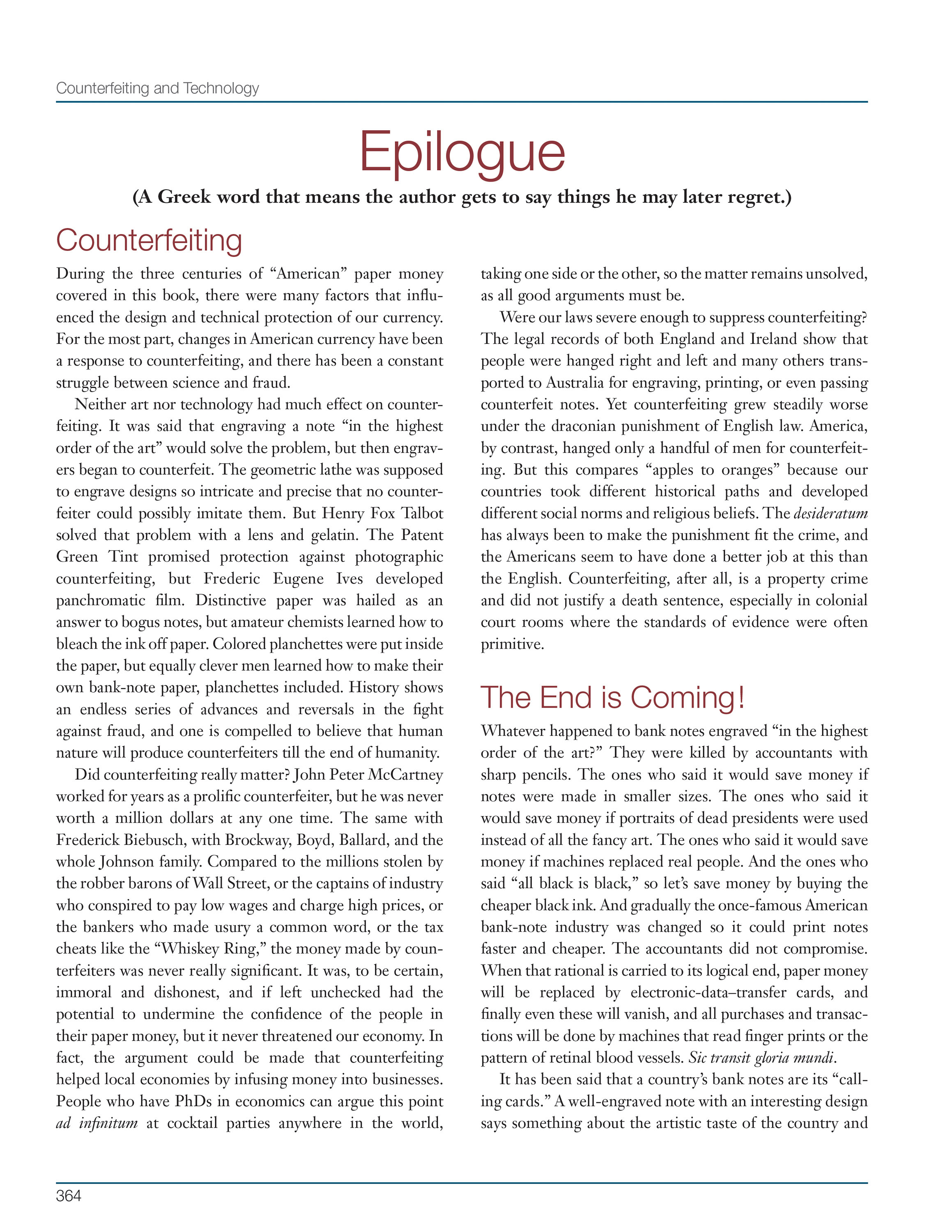 Counterfeiting and Technology: A History Of The Long Struggle Between Paper-Money Counterfeiters And Security Printing