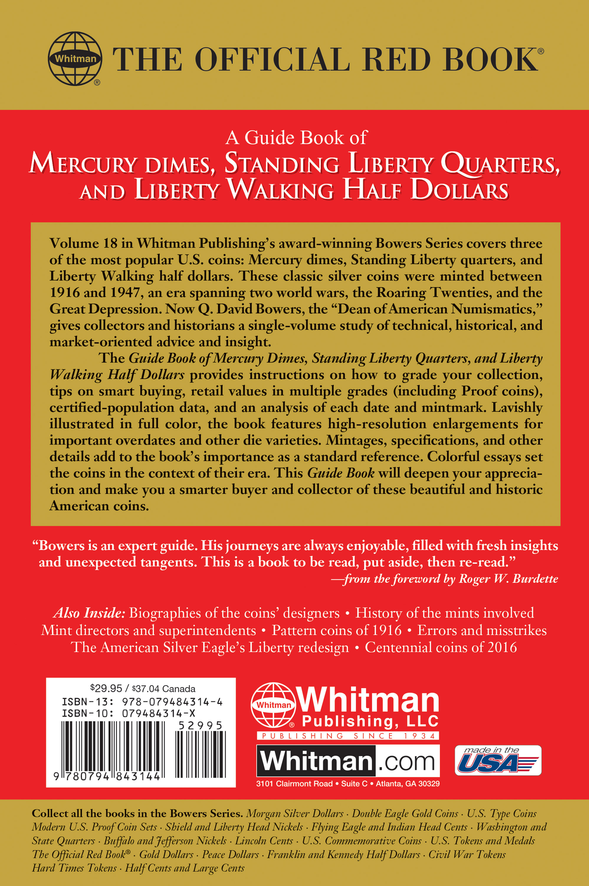 Red Book Series #18: A Guide Book of Mercury Dimes, Standing Liberty Quarters, & Liberty Walking Half Dollars, – History, Values, Collecting