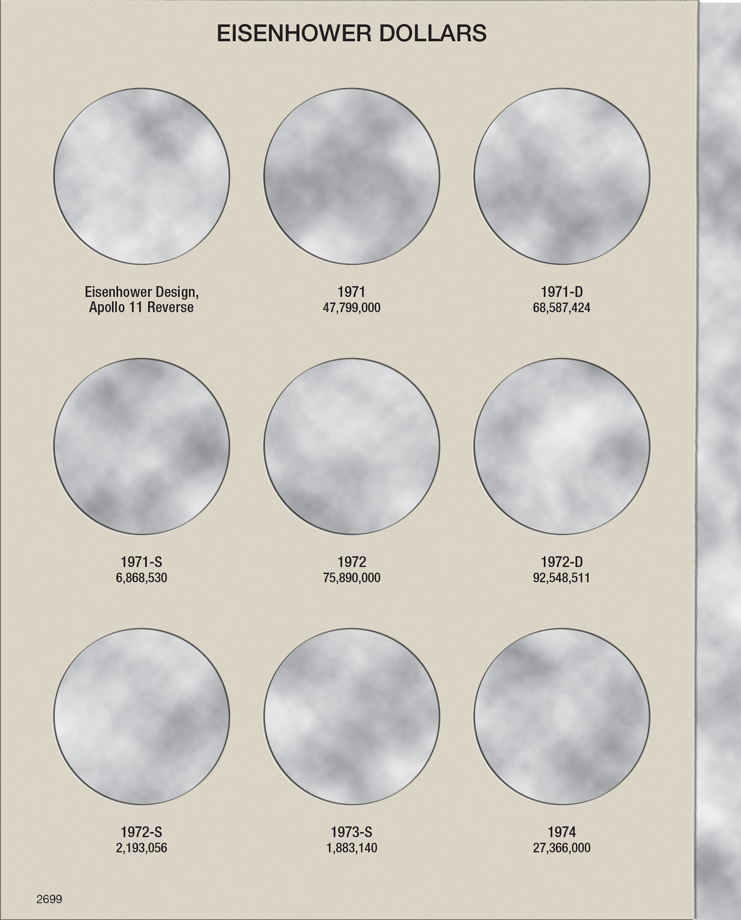 H.E. Harris® Coin Folder – Eisenhower & Susan B. Anthony Dollars: 1971-1999