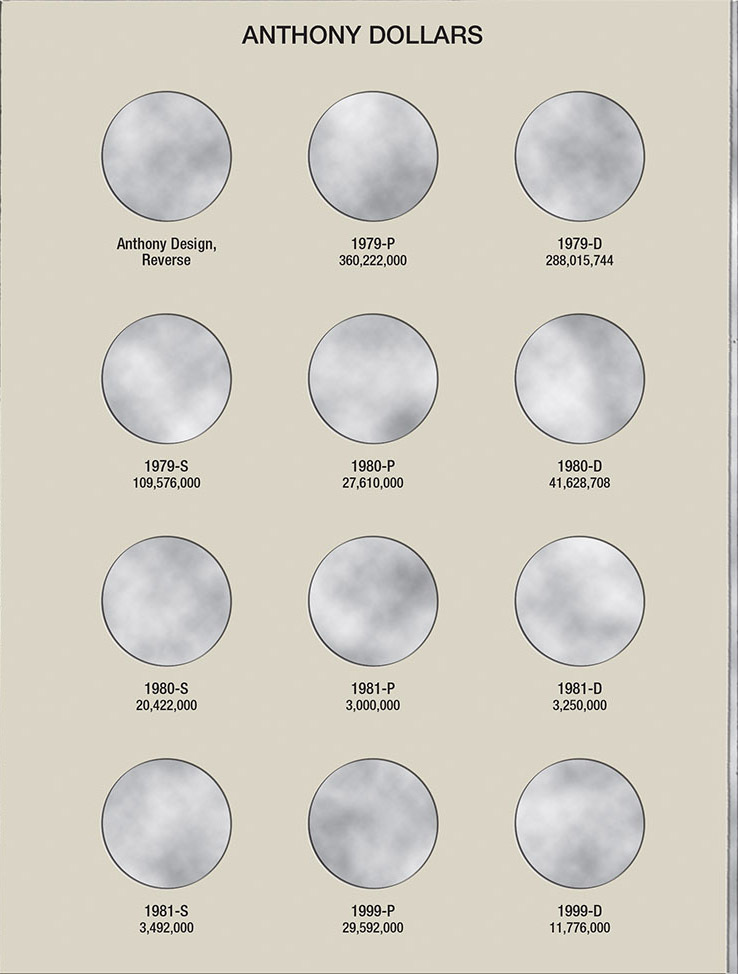 H.E. Harris® Coin Folder – Eisenhower & Susan B. Anthony Dollars: 1971-1999