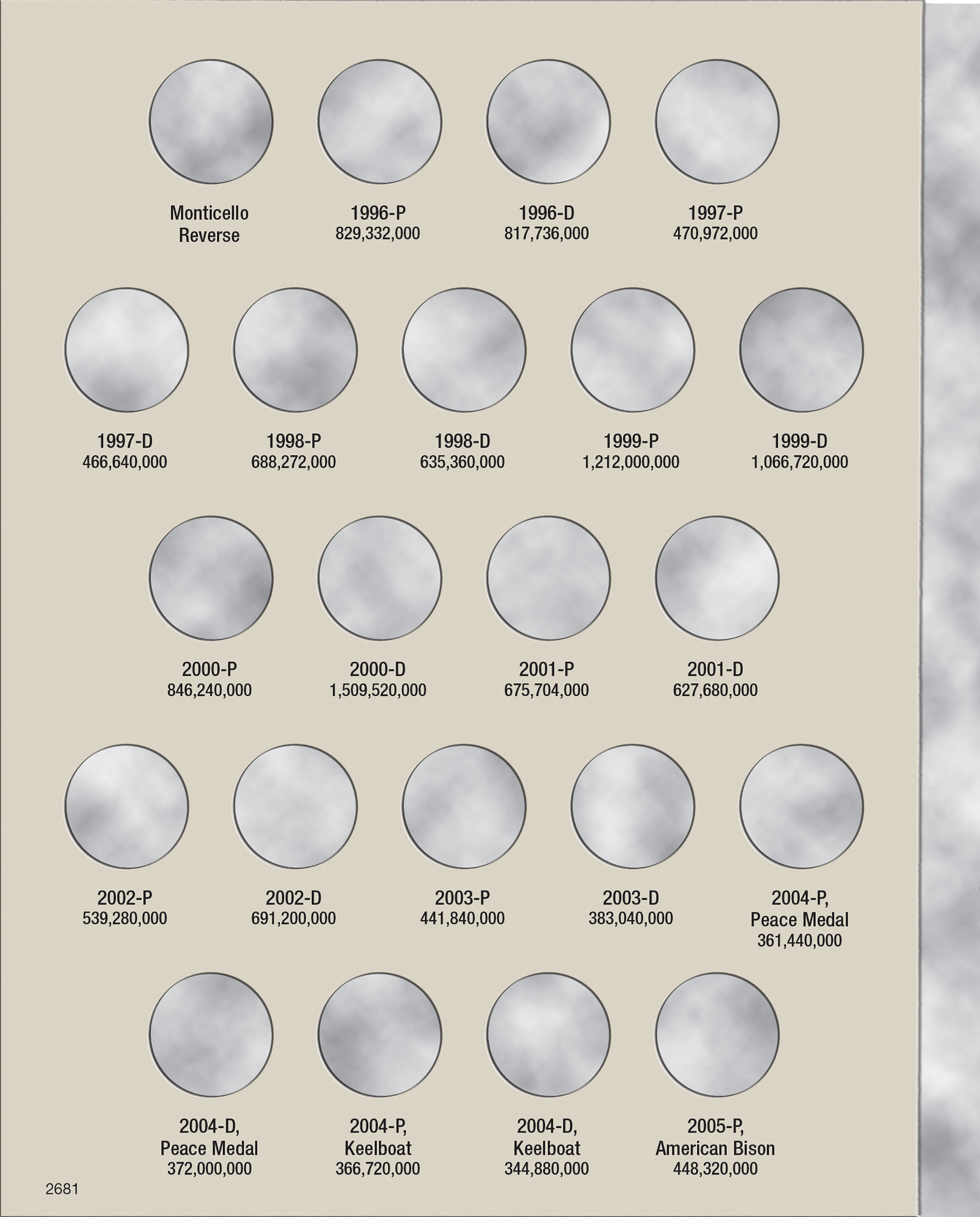 H.E. Harris® Coin Folder – Jefferson Nickels Collection #3: 1996-2025