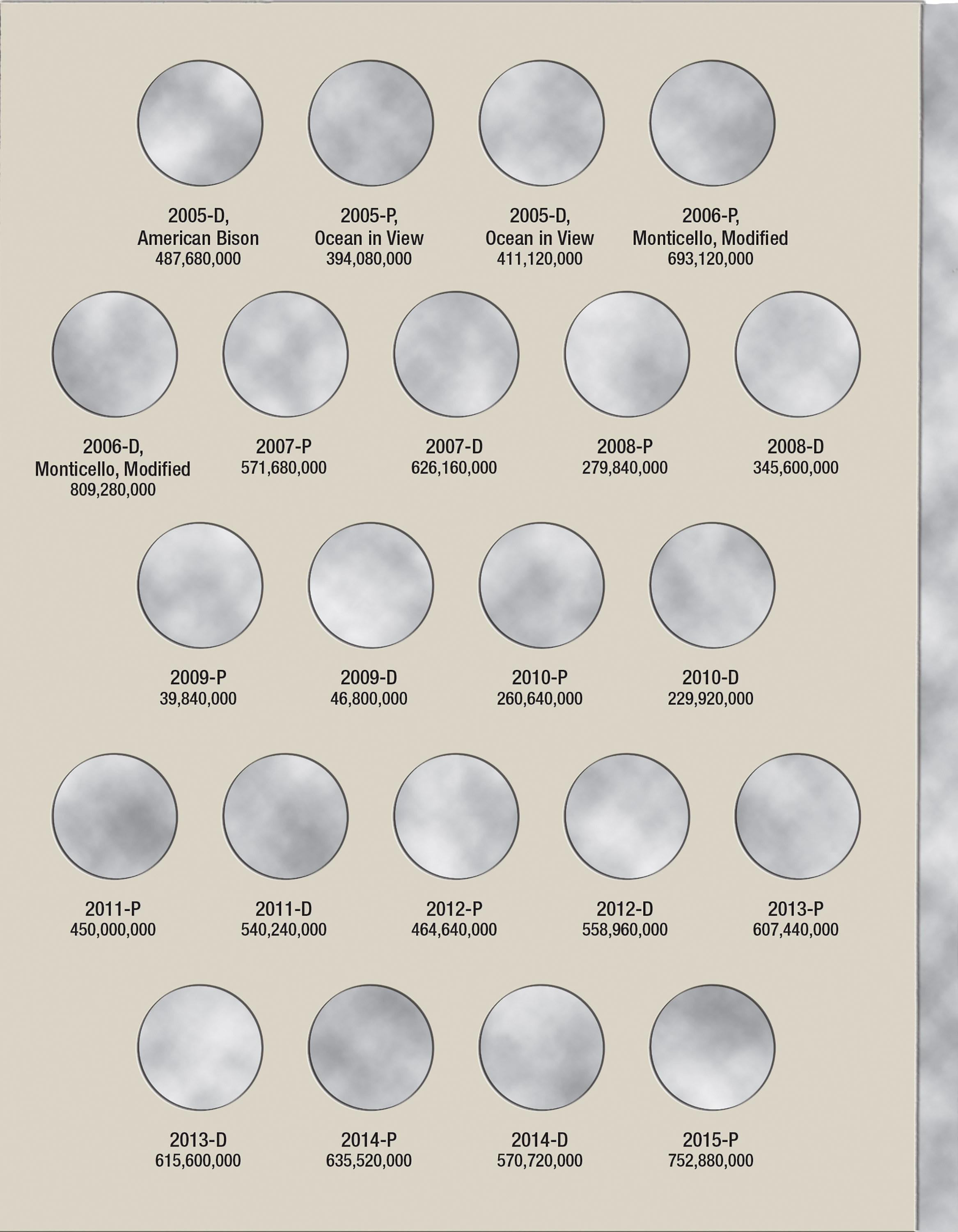H.E. Harris® Coin Folder – Jefferson Nickels Collection #3: 1996-2025