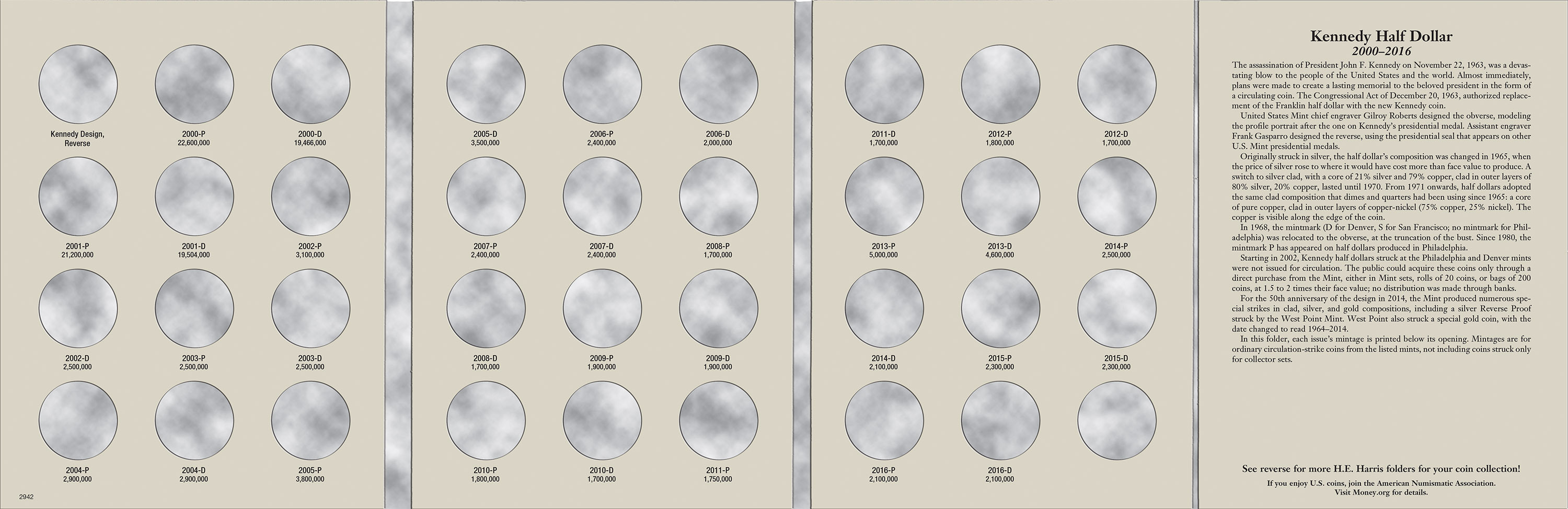 H.E. Harris® Coin Folder – Kennedy Half Dollars Collection #3: 2000-2016