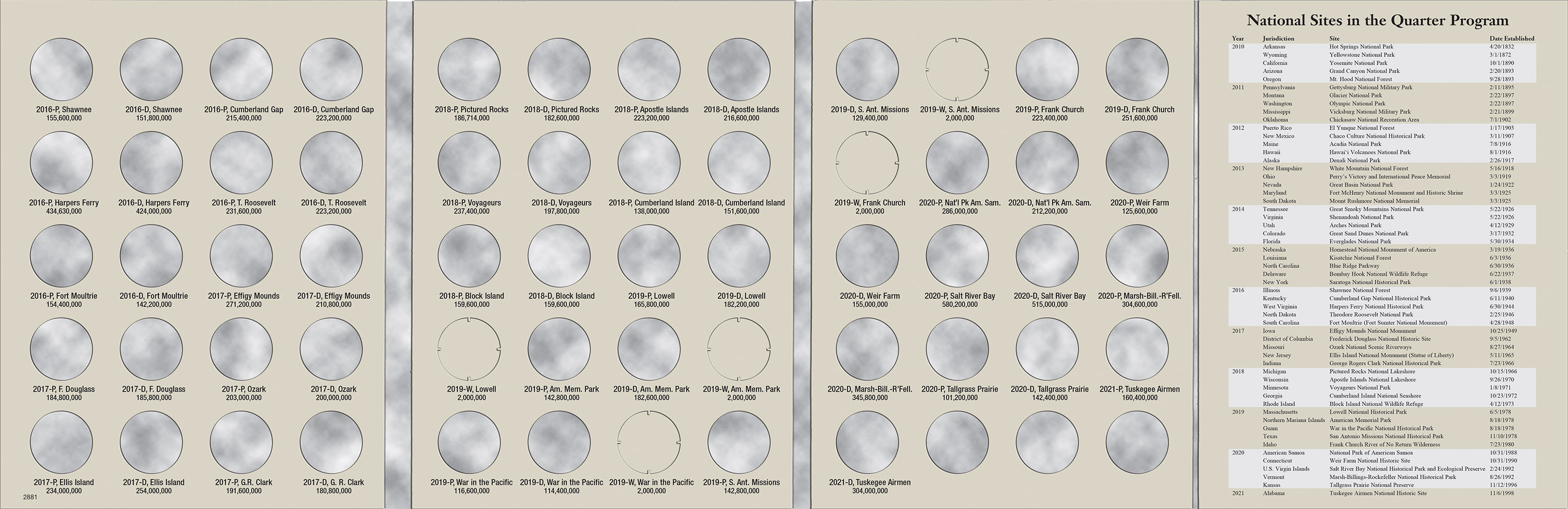 H.E. Harris® Coin Folder – National Park Quarters Collection #2: 2016-2021