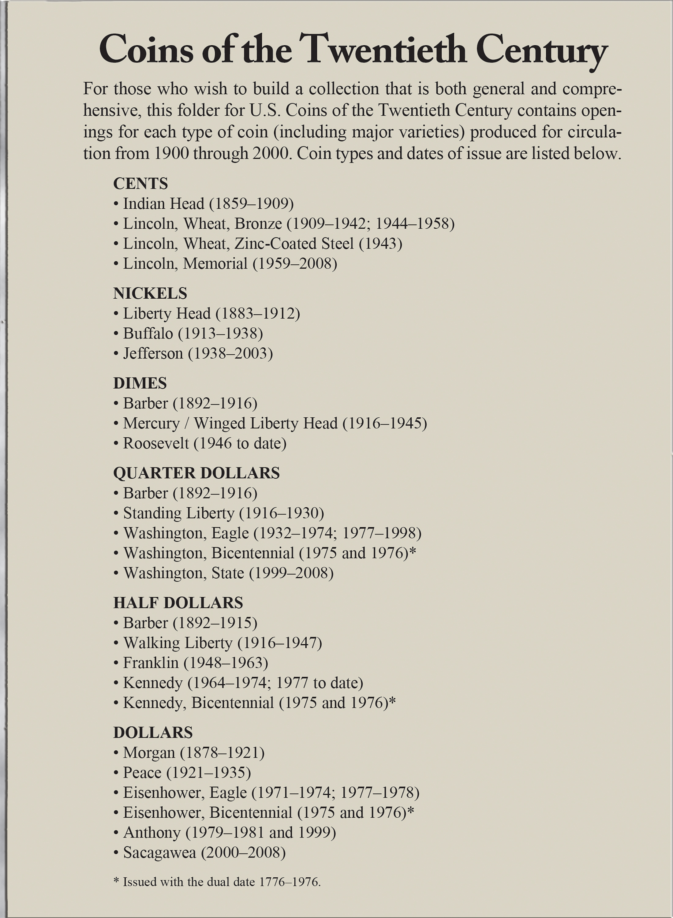 H.E. Harris® Coin Folder – U.S. 20th Century Type Collection