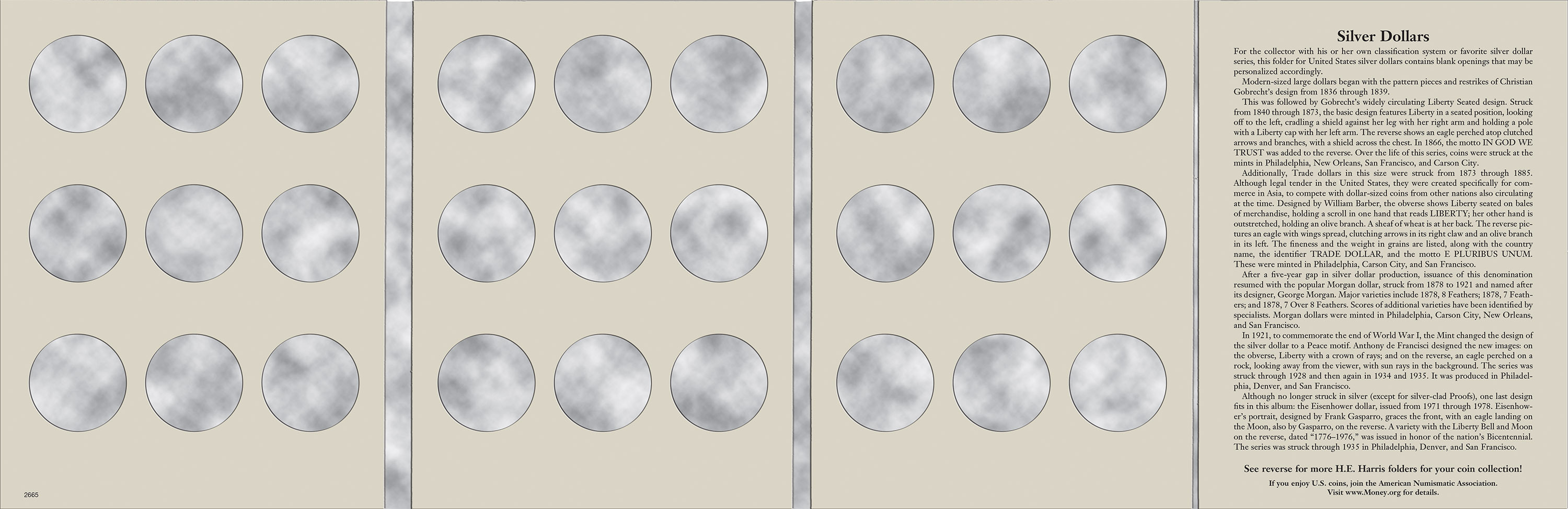 H.E. Harris® Coin Folder – U.S. Silver Dollars: Plain, No Dates