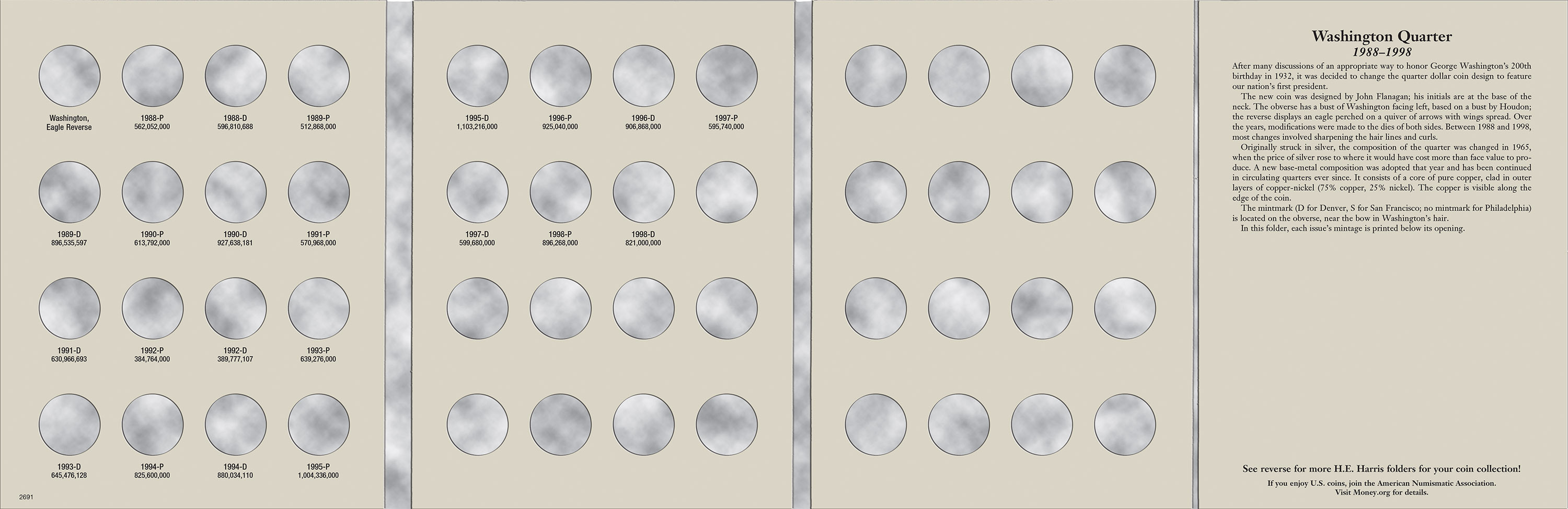 H.E. Harris® Coin Folder – Washington Quarters Collection #4: 1988-1998