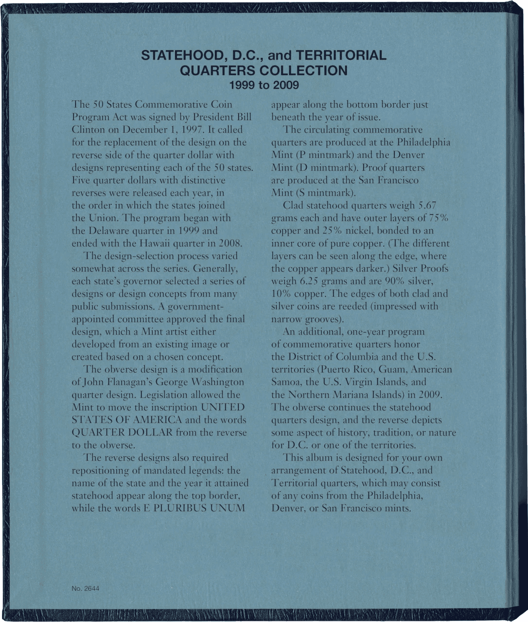 Whitman Classic Coin Album - Statehood Quarters with US Territories & DC: 1999-2009 - Image 3