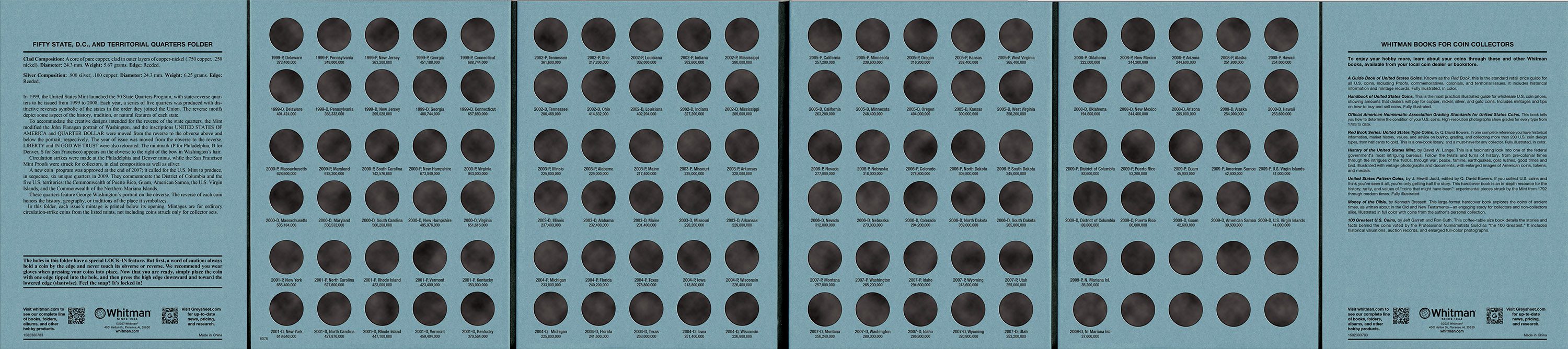 Official Whitman® Deluxe Coin Folder 2-Volume Set – Statehood, D.C., Territories & National Park Quarters: 1999–2021 - Image 2