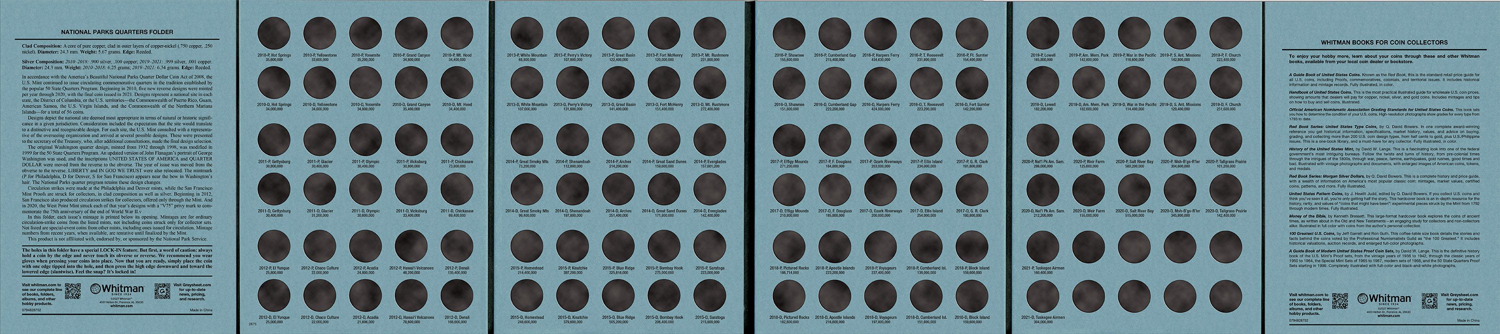 Official Whitman® Deluxe Coin Folder 2-Volume Set – Statehood, D.C., Territories & National Park Quarters: 1999–2021 - Image 3